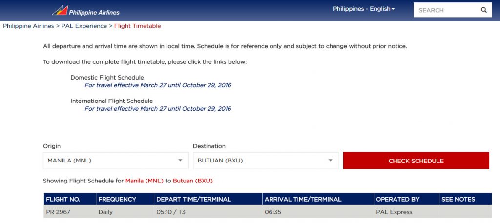 Butuan Flight Schedules