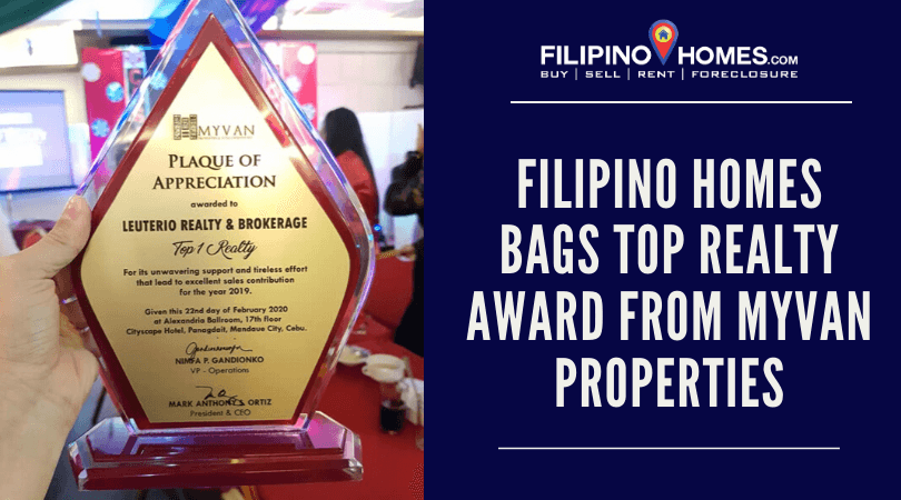 Filipino Homes gets the Top Realty Award From Myvan Properties