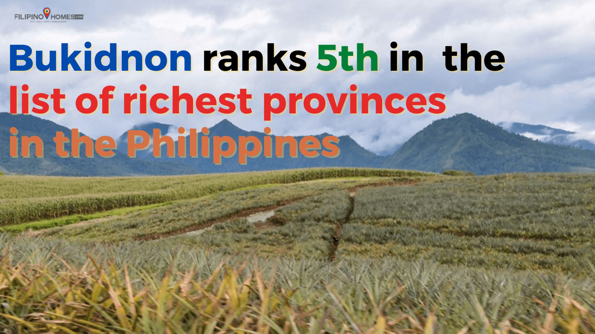 Bukidnon ranks 5th in the list of richest provinces in the Philippines