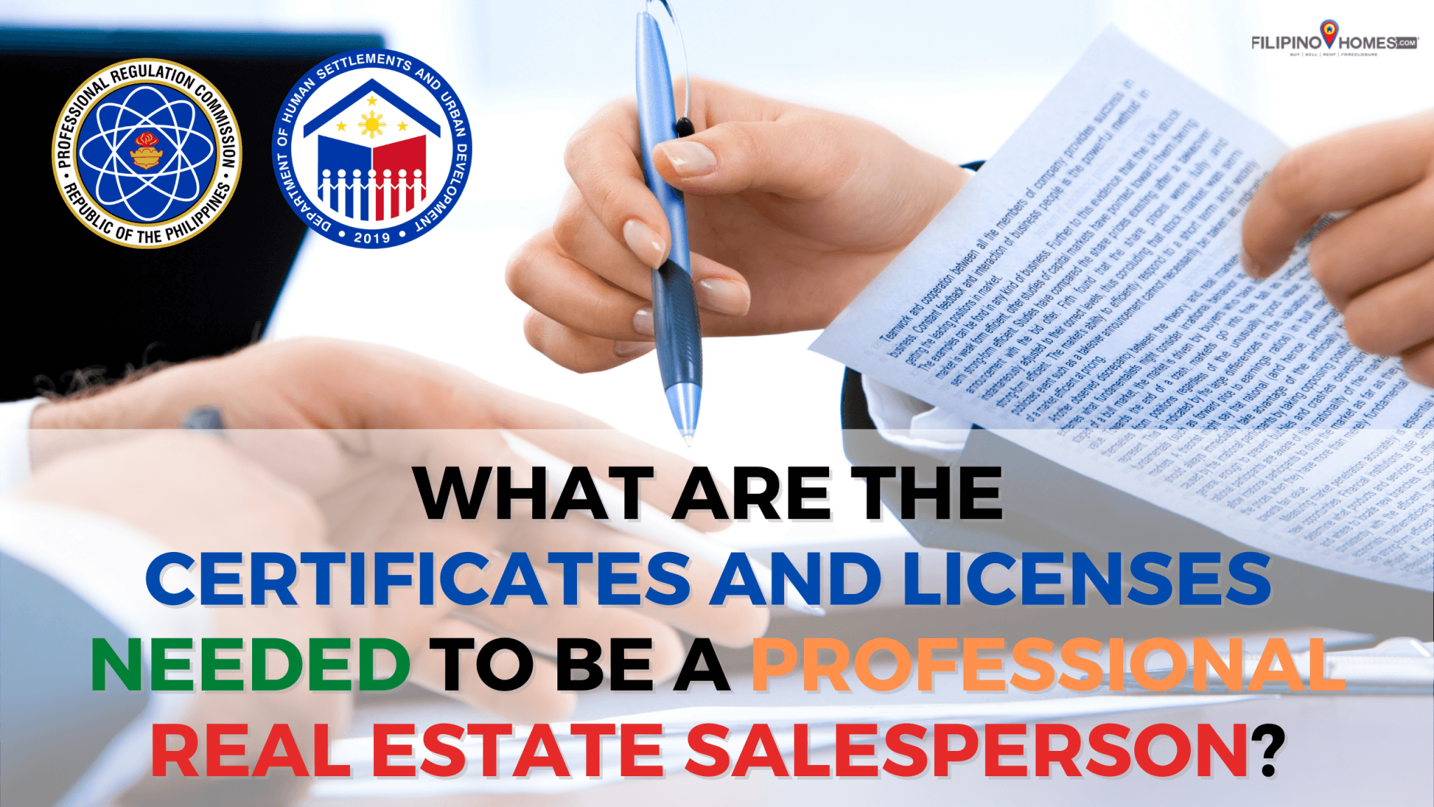 What are the certificates and licenses needed to be a real estate salesperson in the Philippines?
